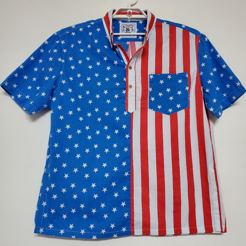 Chubbies Polo Shirt L American Flag July 4th The Nutter Patriotic VOTE